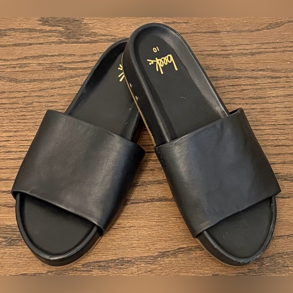 beek Pelican Black Leather Mules Sandal Size 10 - Picture 3 of 13